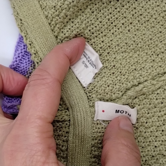 Anthropologie Moth Calexico Multicolor Stripe Knit Hooded Fringe Poncho Small - Picture 11 of 13